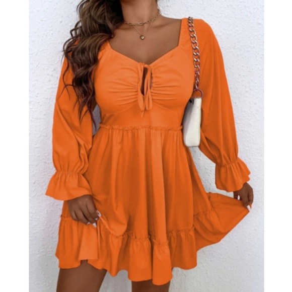 Boho plus size knot front flounce sleeve dress - Picture 6 of 6